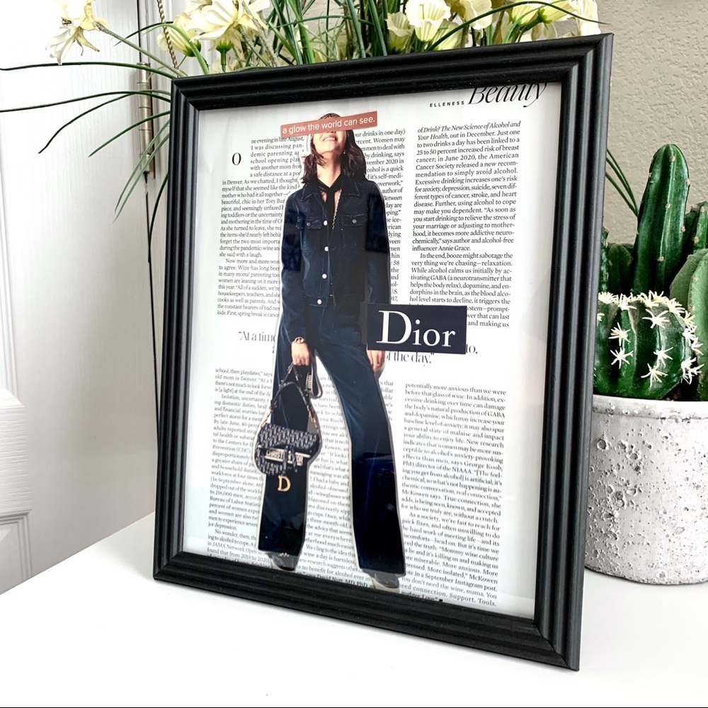 Dior Collage Wall Art Denim Fashion Print Designer Chic Paris Glam Decor